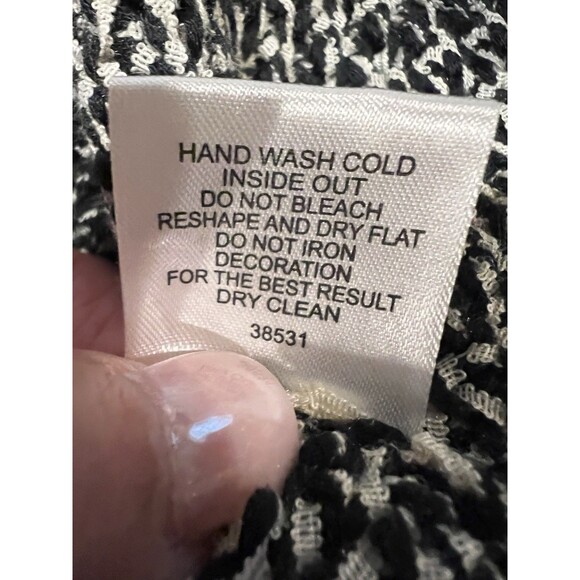 Romeo & Juliet Couture Knit Fringe Tank Dress Black Cream Size Large - Picture 8 of 8